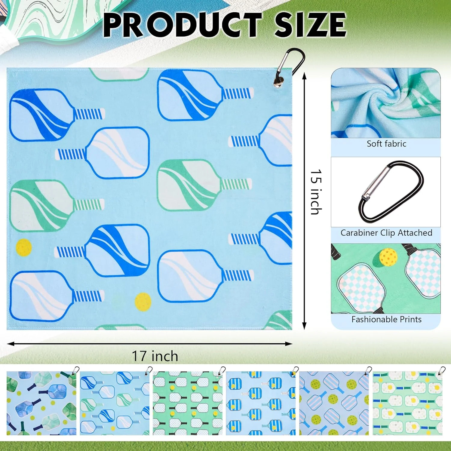 6 Pcs Soft Pickleball Towel 15 x 17 Inch Absorbent Fast Drying Towels for Women