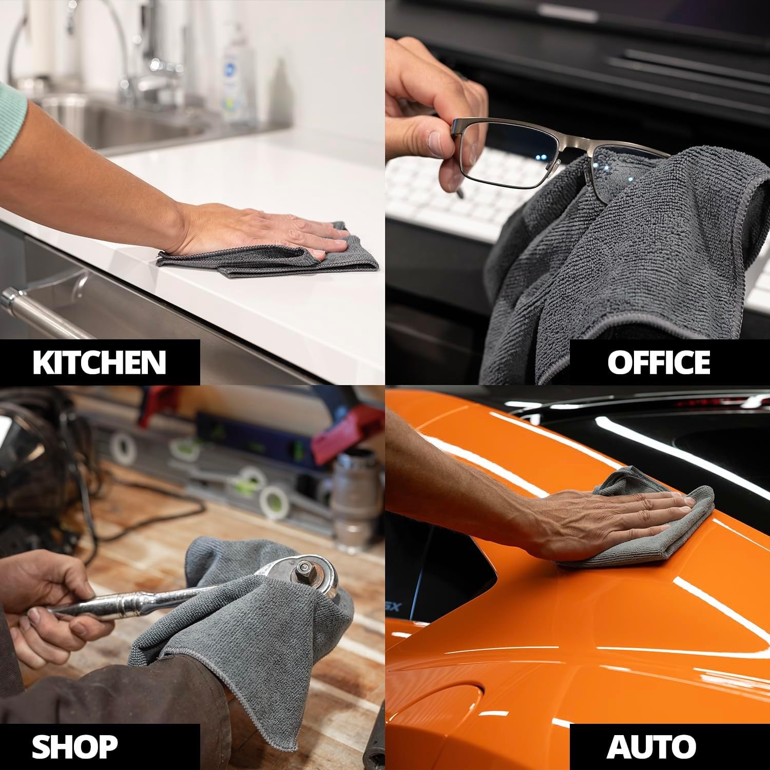 Microfiber Towels (12 Pack) – Cleaning and Application Towels – Durable 300 GSM