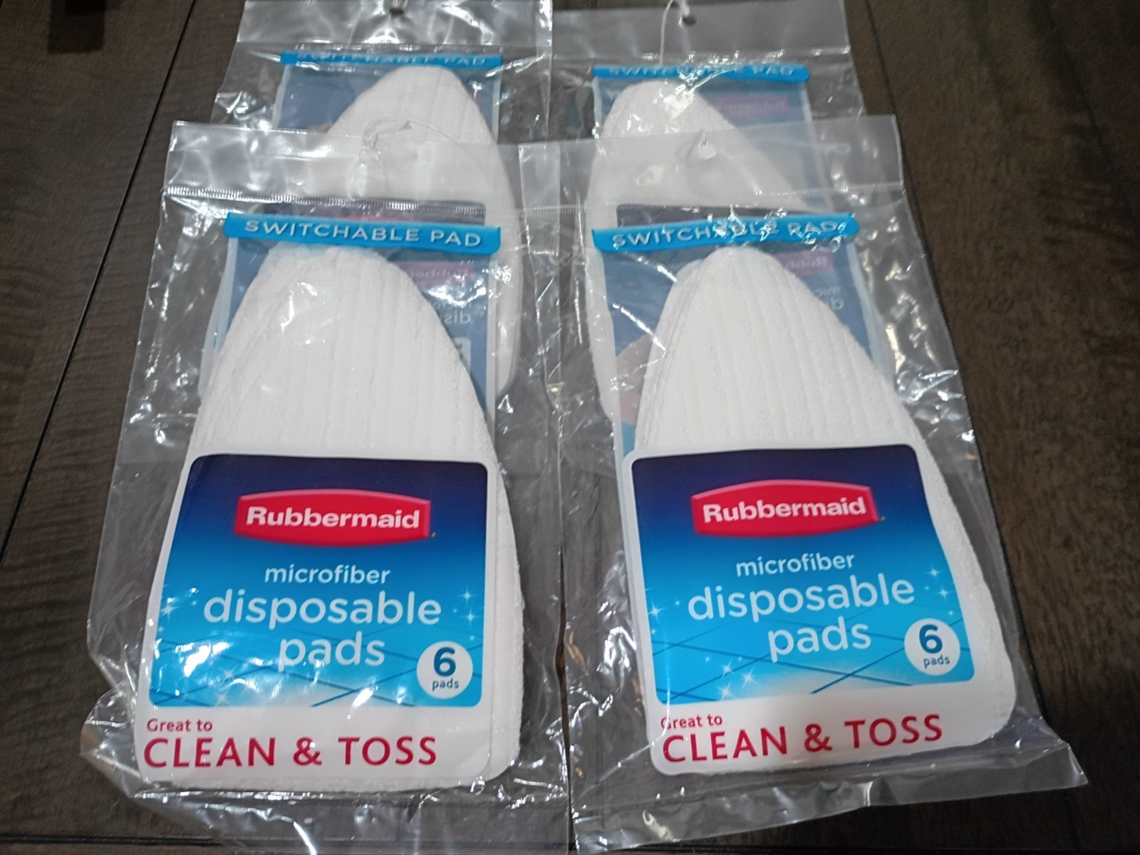 Rubbermaid Microfiber Disposable Pads (4) 6 Count Package Switchable Scrubber