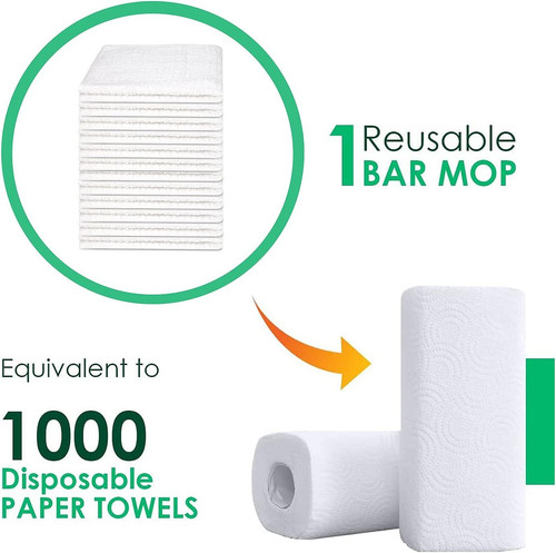 ZUPERIA Bar Mop Kitchen Towels – Pack of 12 12 16"x19", White