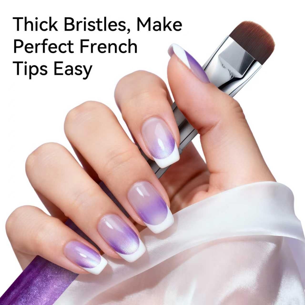 GSWOI French Tip & Nail Cleaning Brush – Dual Function Gel Polish F20, Purple