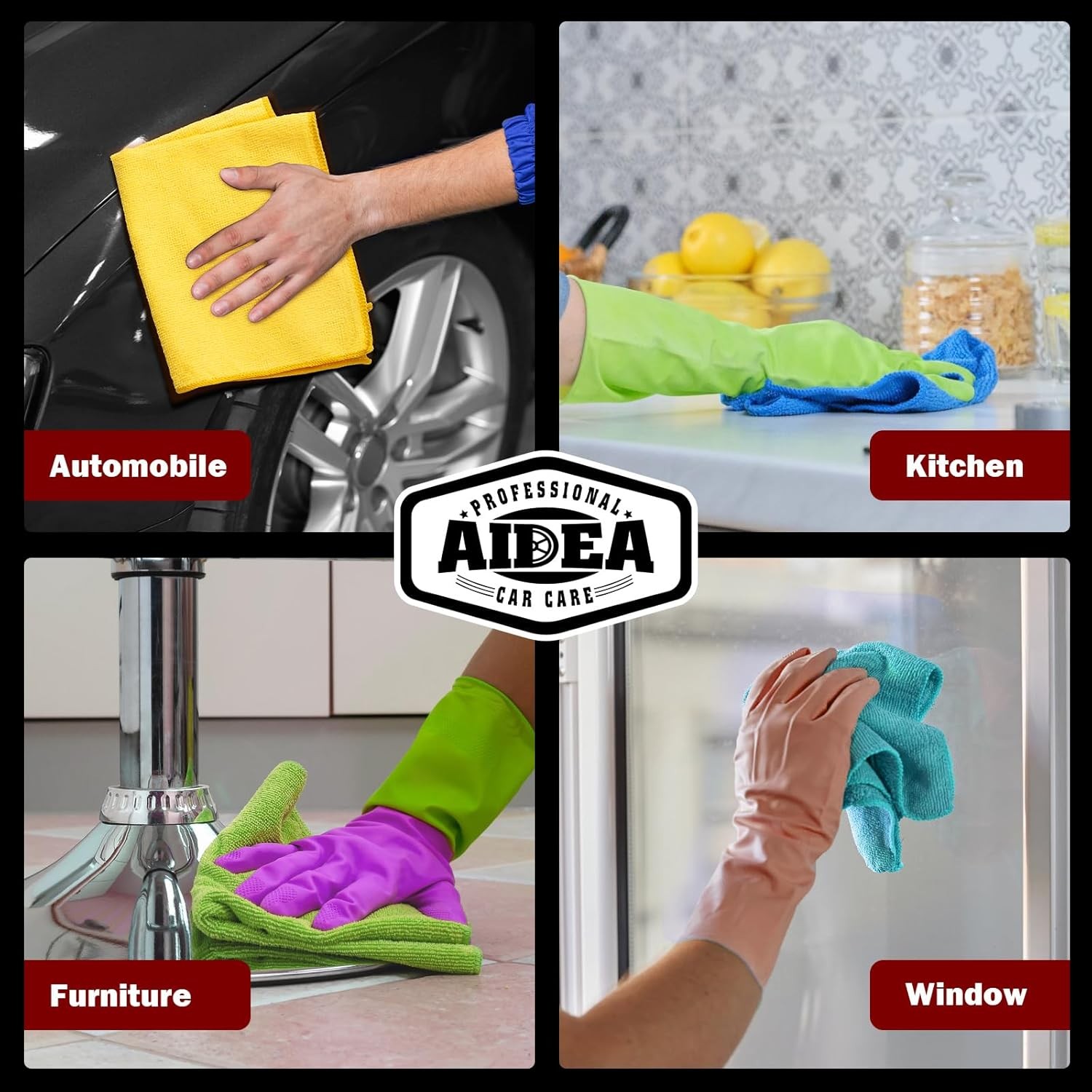 Microfiber Cleaning Cloths 20PK Yellow Blue Green Car Wash Dusting Towels