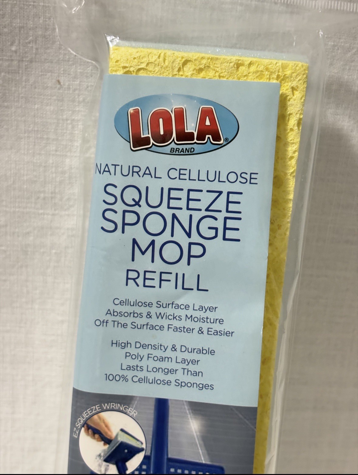 LOLA Natural Cellulose Squeeze Sponge Mop Refill, 9″ Fits Lola Mop 205 & 209