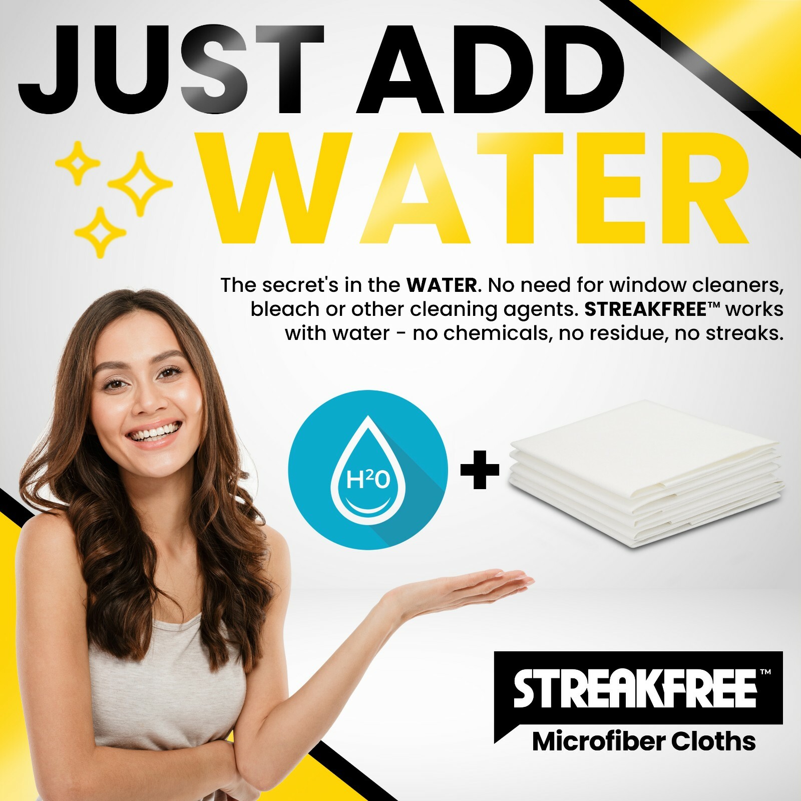 Streak Free Microfiber Cloths 2 PACK -StreakFree – Lint Free – Spot Free