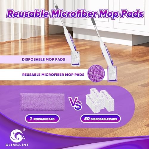 GLIMGLINT 16 Pack Reusable Microfiber Mop Pads Compatible 14.6 x 4.5 inches