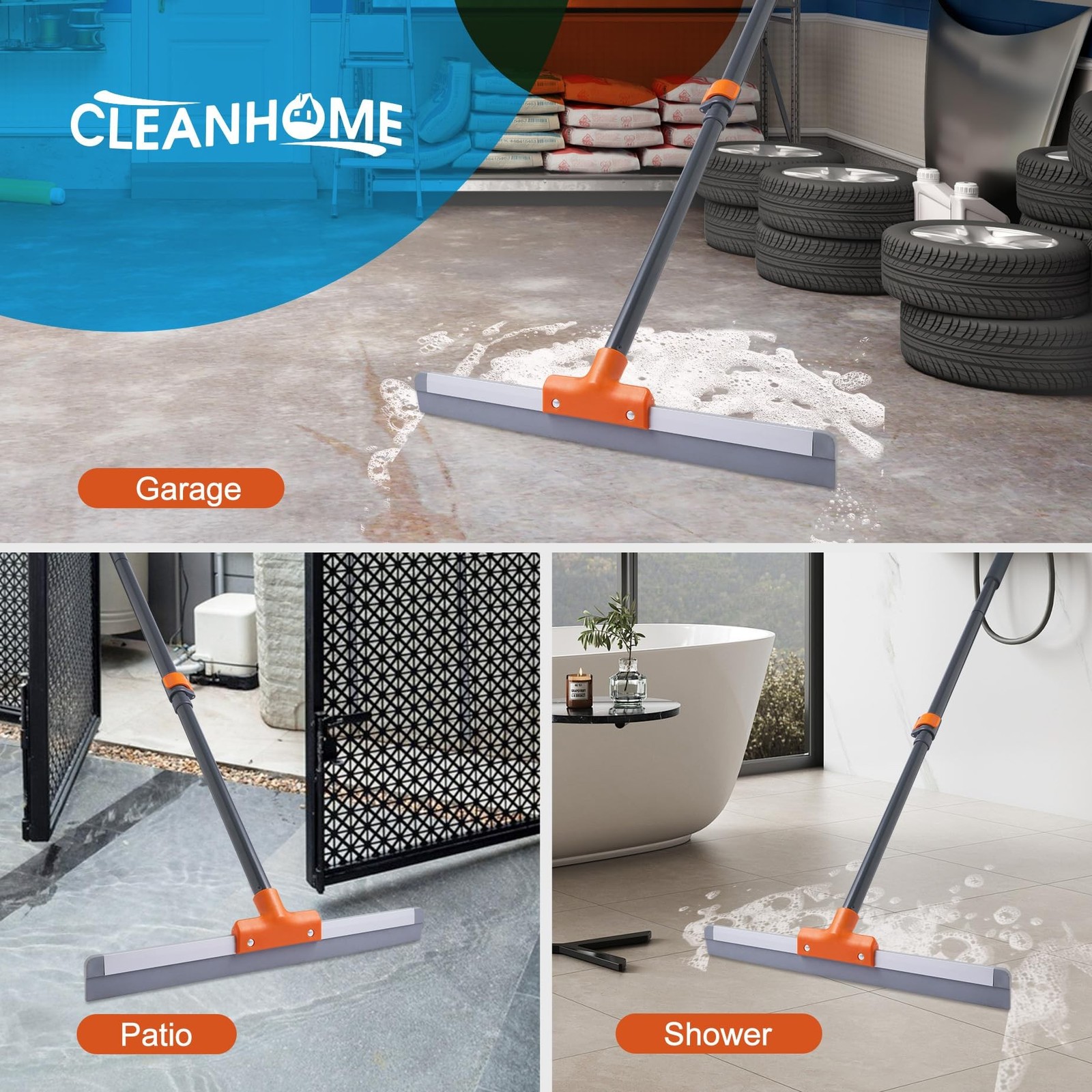Rubber Floor Squeegee for Concrete Floor, Tile Floor, Metal Aluminium Heavy D…