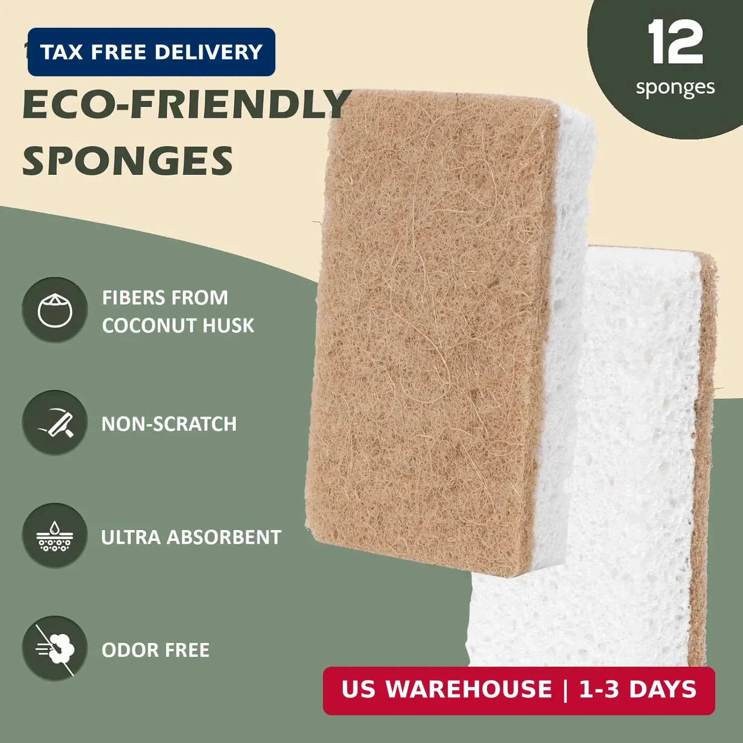 12 Pack Natural Sisal Hemp Scrub Sponges Kitchen Dish Cleaner Eco Friendly Vegan