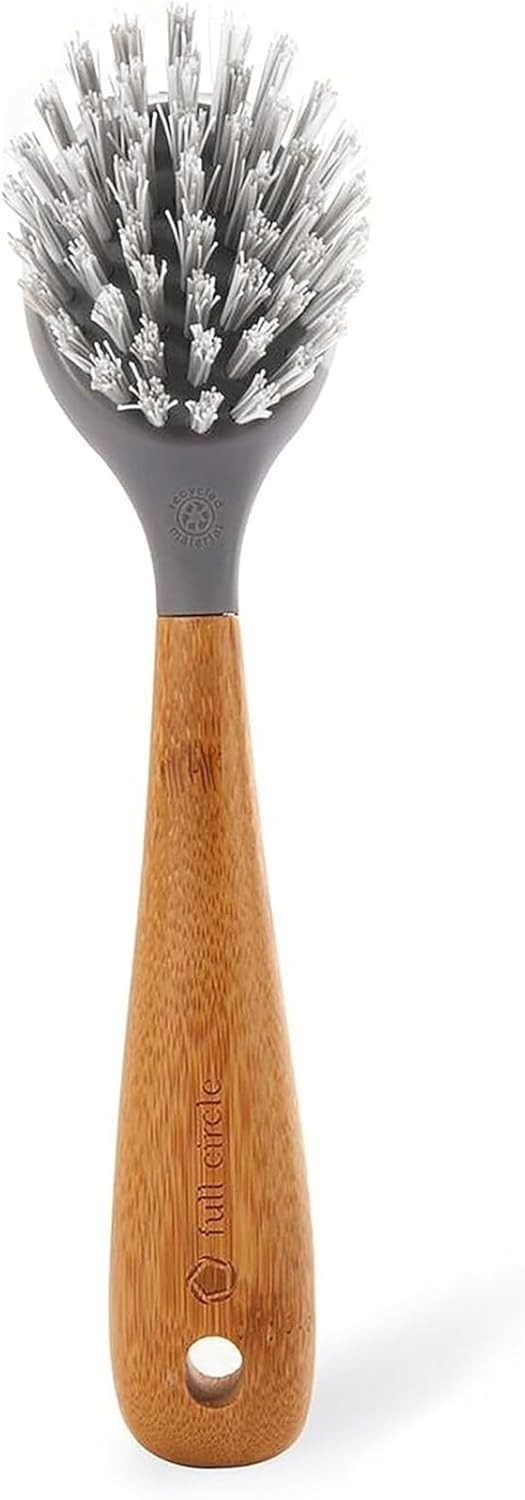 Skillet Strong Cast Iron Bamboo Dish Brush and Scraper – Durable Kitchen Scru…