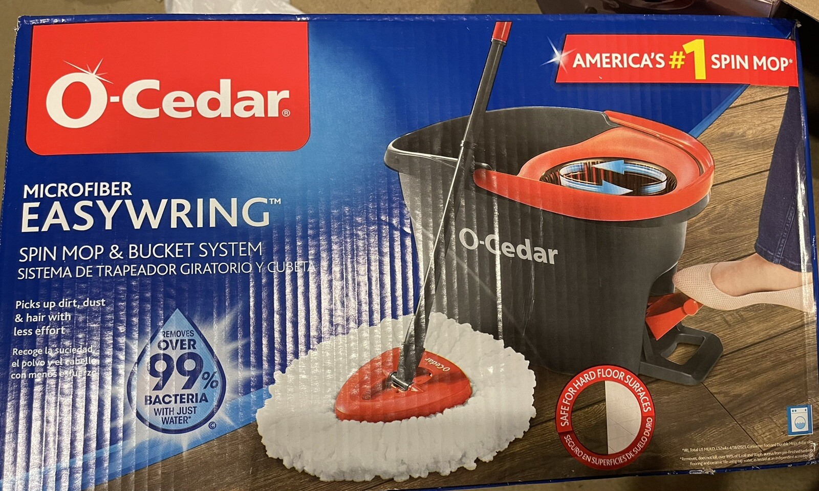 O-Cedar EasyWring Microfiber Spin Mop and Bucket System, Red/White