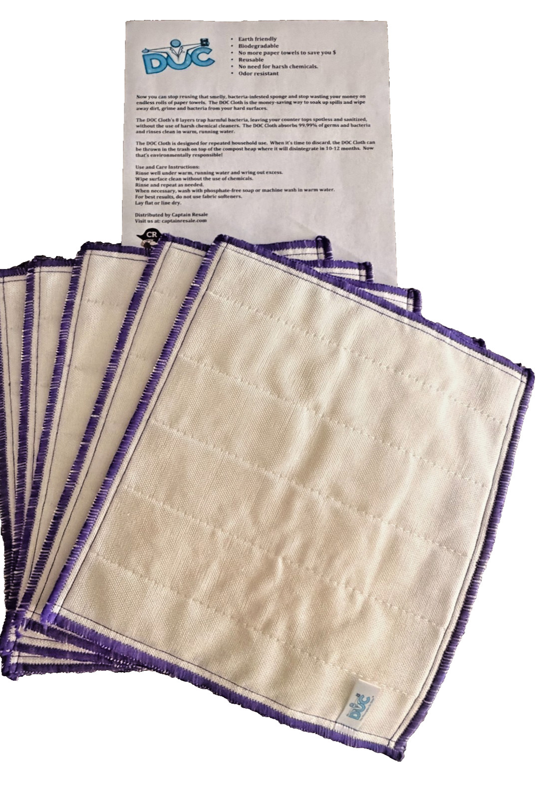 5 DOC Extra Large 12x 11 Anti Bacterial Fiber Reusable Cleaning Cloths Rags