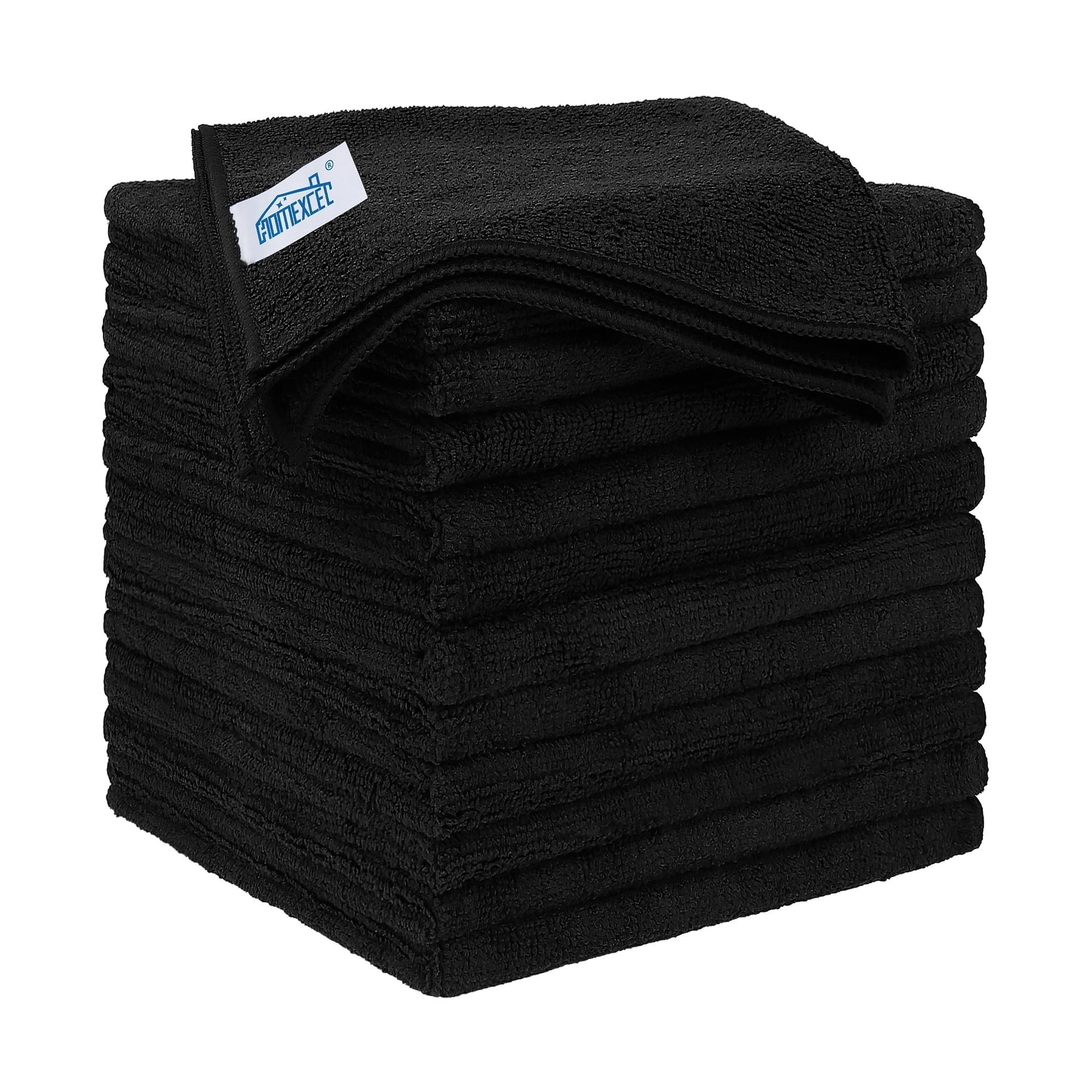 HOMEXCEL Black Microfiber Cleaning Cloths 12 Pack, 12.5 x 12.5 inch Microfibe…