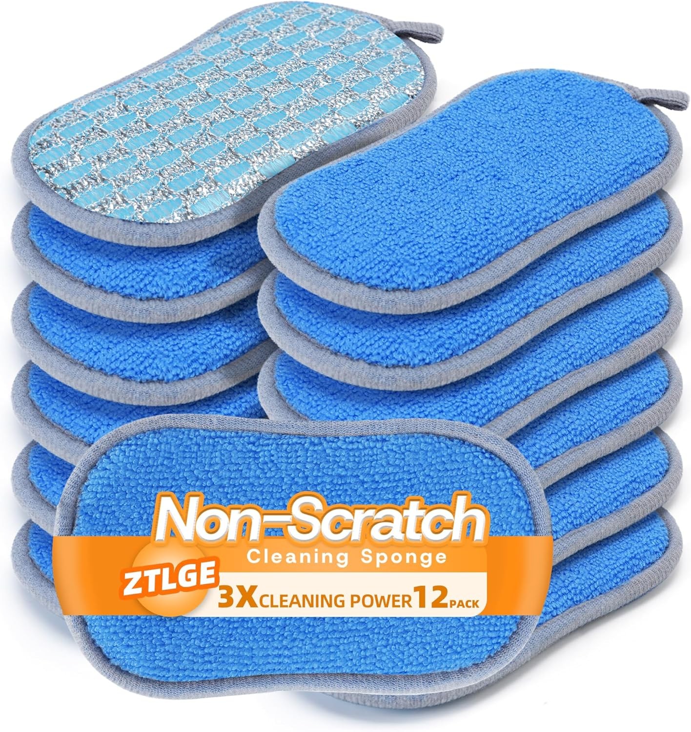 Multi-Purpose Scrub Kitchen Sponges – 12 Pack Dish Sponge Dual-Sided Non-Scratch