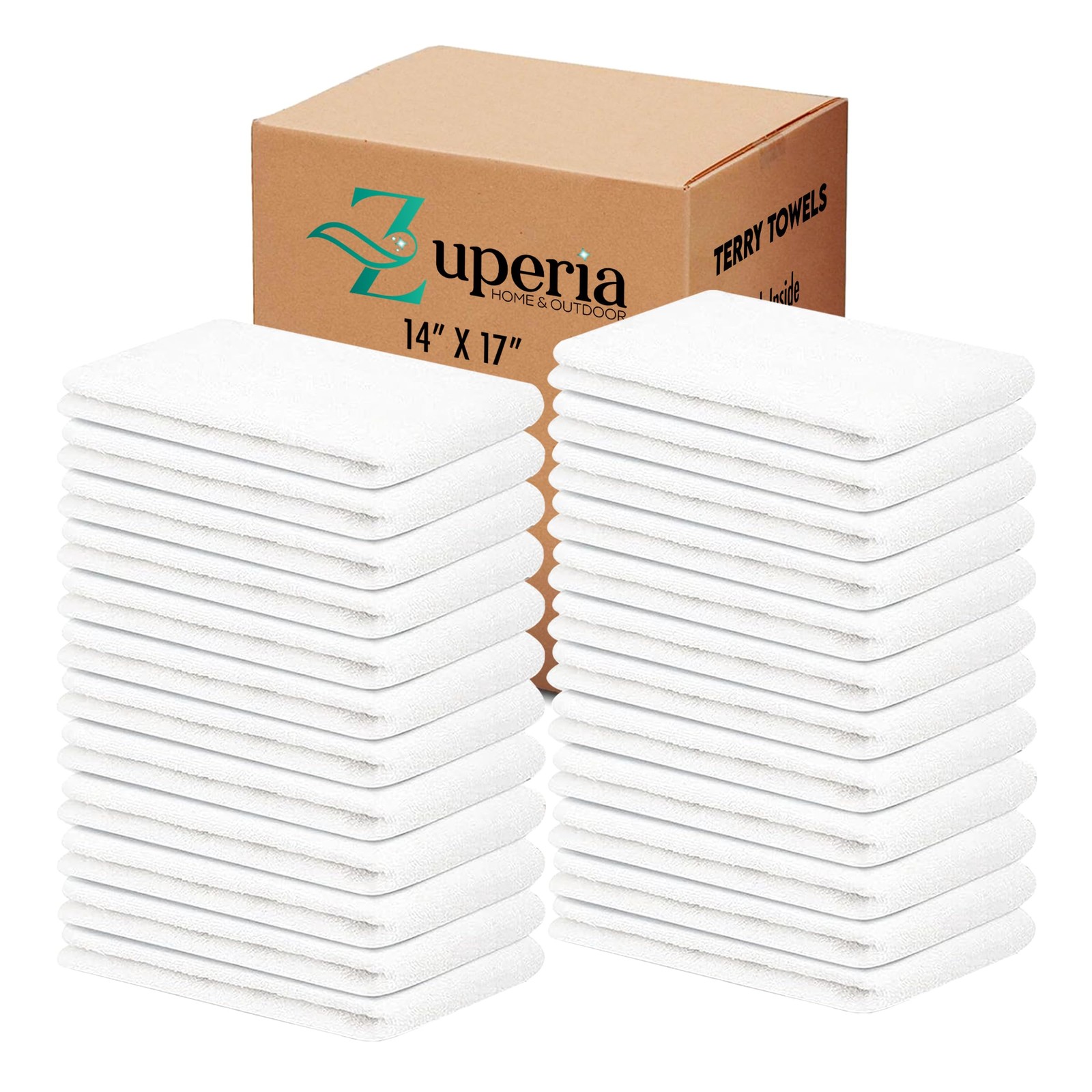Terry Towels Pack of 60 (14″ X 17″ Inches) 100% Cotton Terry Barmop Towels – …