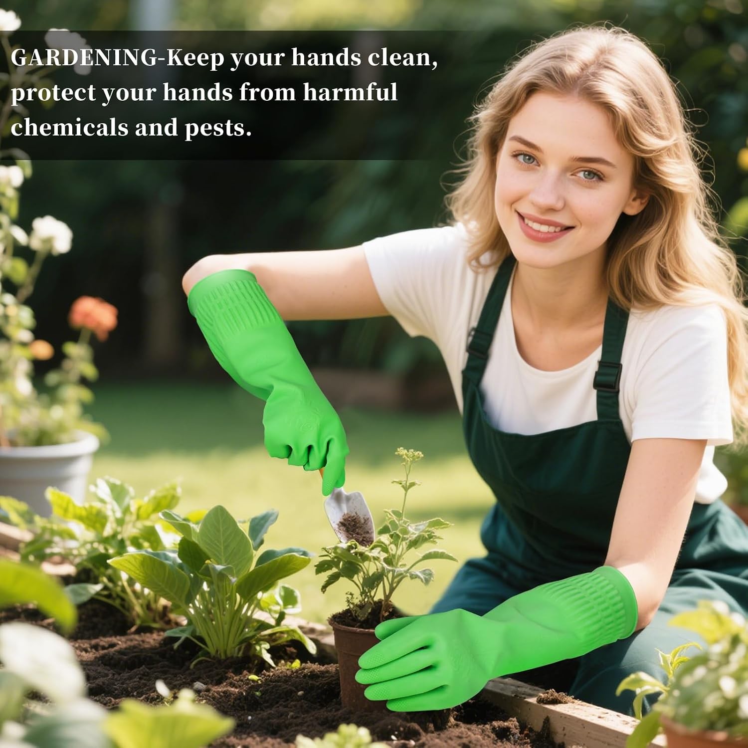 Rubber Gloves for Cleaning – 3 Pairs Reusable Gloves for Dishwashing, Kitchen an