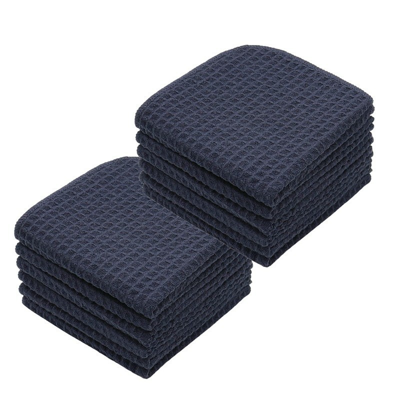 12 Pcs Waffle Weave Microfiber Towel Car Drying Towel Black 16″x16″ 400 GSM