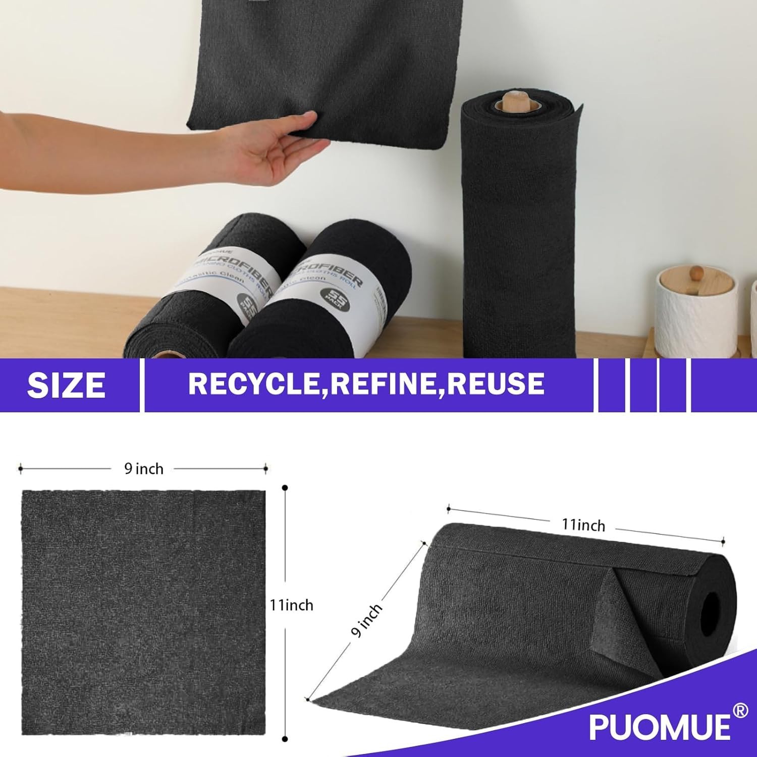55 Pack Microfiber Cleaning Cloth Roll, Tear Away Reusable Towels, 11″ X 9″, Ult