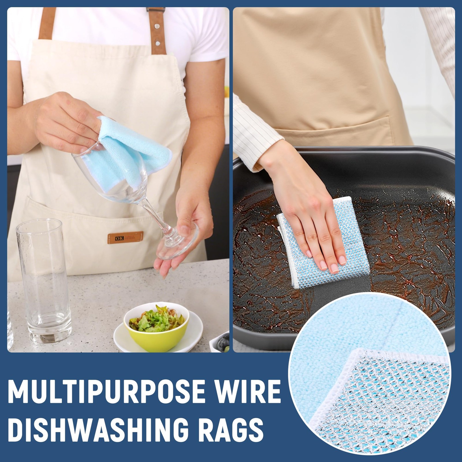 Double Side Non Scratch Wire Dishcloth 30pcs-Multipurpose Wire Dishwashing Ra…