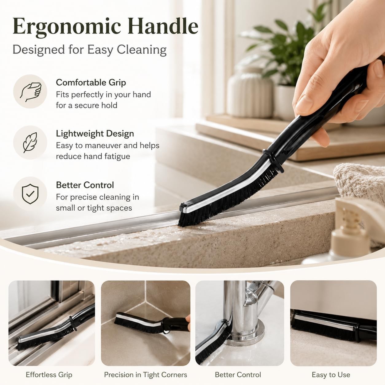 3pcs Crevice Cleaning Brushes | Hard-Bristled Gap Scrub for Tile & Window Tracks