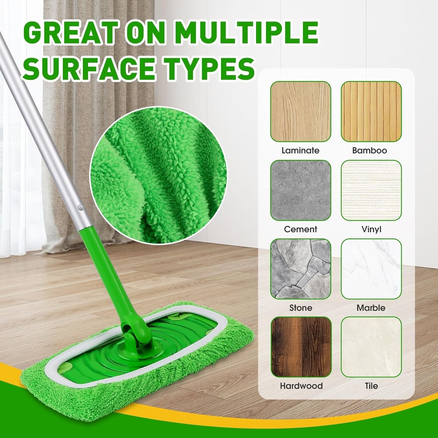 12-Pack Reusable Microfiber Mop Pads for 10-Inch Mops – Eco-Friendly Cleaning