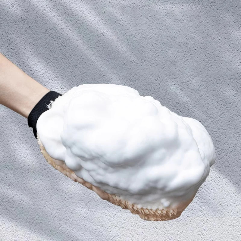 1/5Pcs Double-Sided Plush Car Wash Gloves Soft Thickened Imitation Wool Wiping C