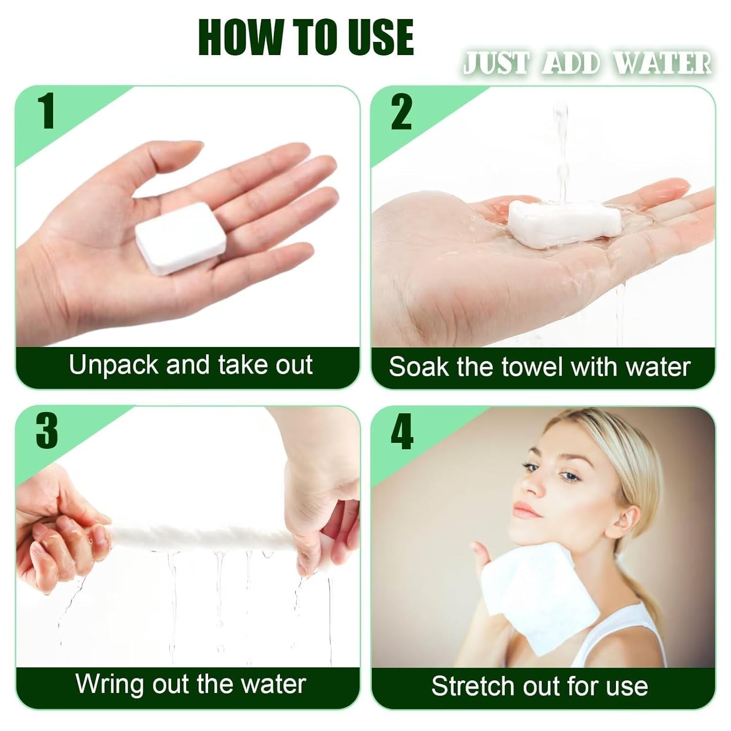 fancyou Disposable Face Towel 12″x9″ 20 Count (Pack of 1), Green