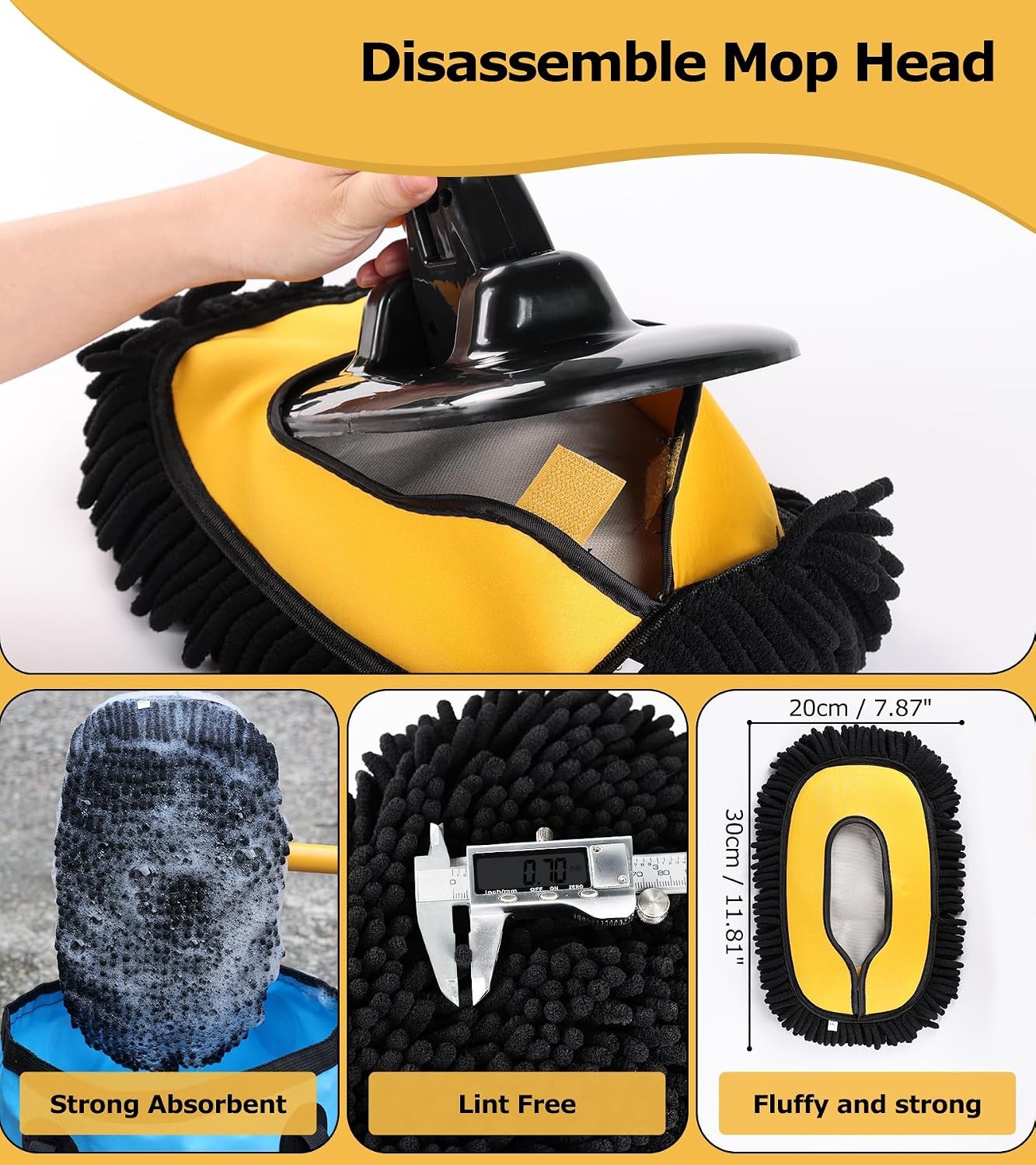 Car Wash Brush Kit Long Handle Mop with Sponge and Mitt 56.7″ Cleaning