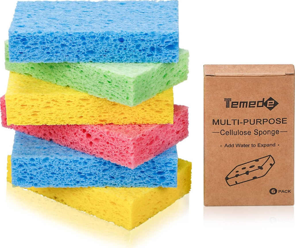 Cellulose Sponges Heavy Duty Scrub Kitchen Dish Non-Scratch Scrubber Clean Wash