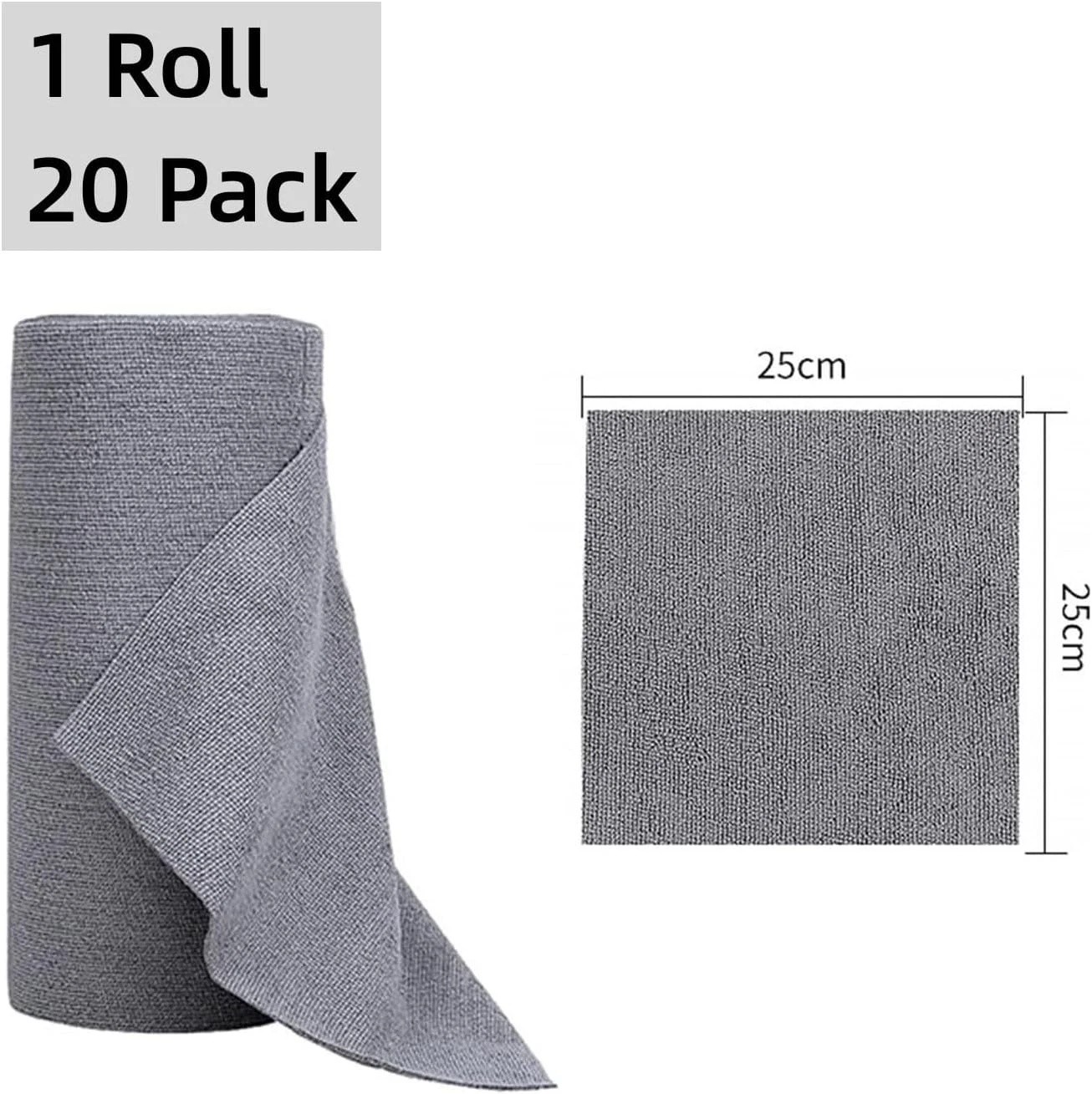 Microfiber Cleaning Cloth Roll 25x25cm Reusable Washable Lint Free 20 Sheets