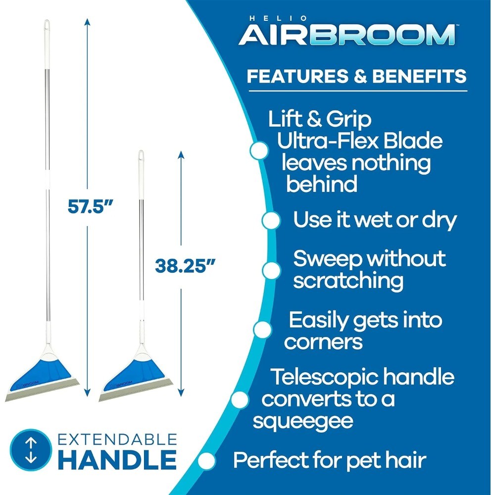 Helio Air Broom,All Surface Lightweight Silicone Broom,Squeegee,Pet Hair Remover