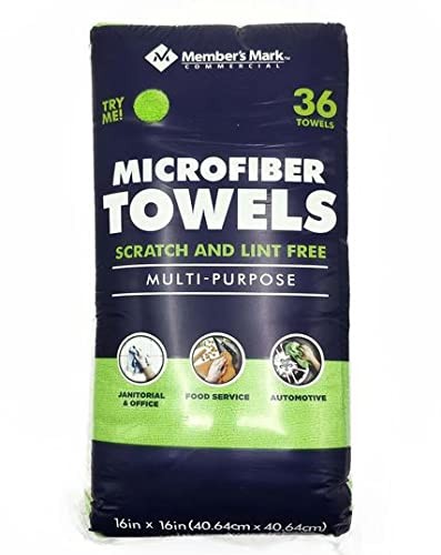 Member’s Mark 16″ x 16″ Microfiber Towels, 36 Count (Green)