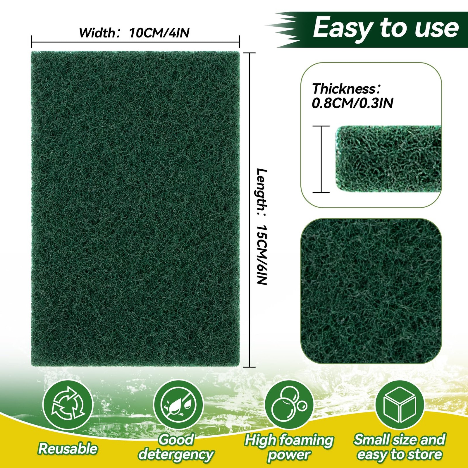 Heavy Duty Scouring Pad – 10PCS Scouring Pads for Heavy Duty Cleaning Scrubbing