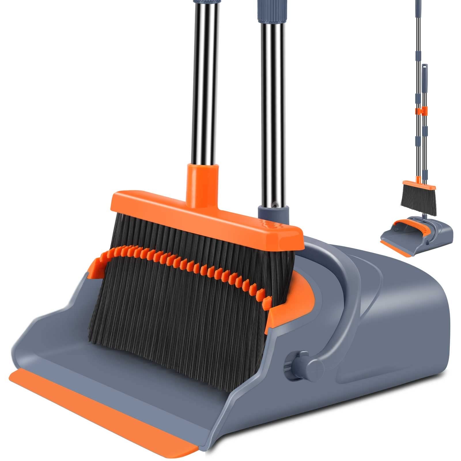 Upgrade Broom and Dustpan Set, SelfCleaning with Dustpan Teeth, Indoor&Outdoo…