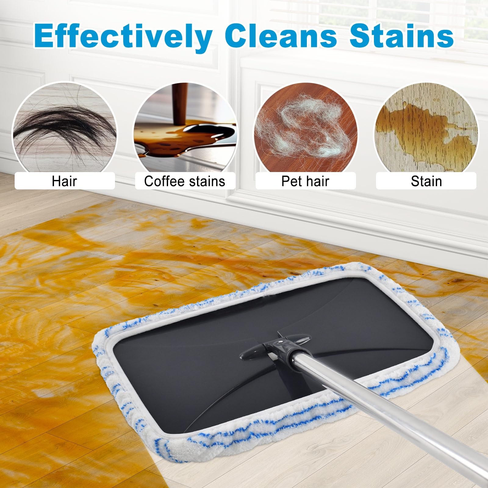 5 PCS Mop Refills Microfiber Heads Replacement Washable Pads 15×8 Inch Flat
