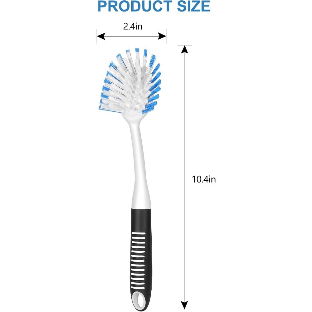 Dish Brush with Handle, 2 Pack Stiff Bristles Dish Scrubber with Built-in