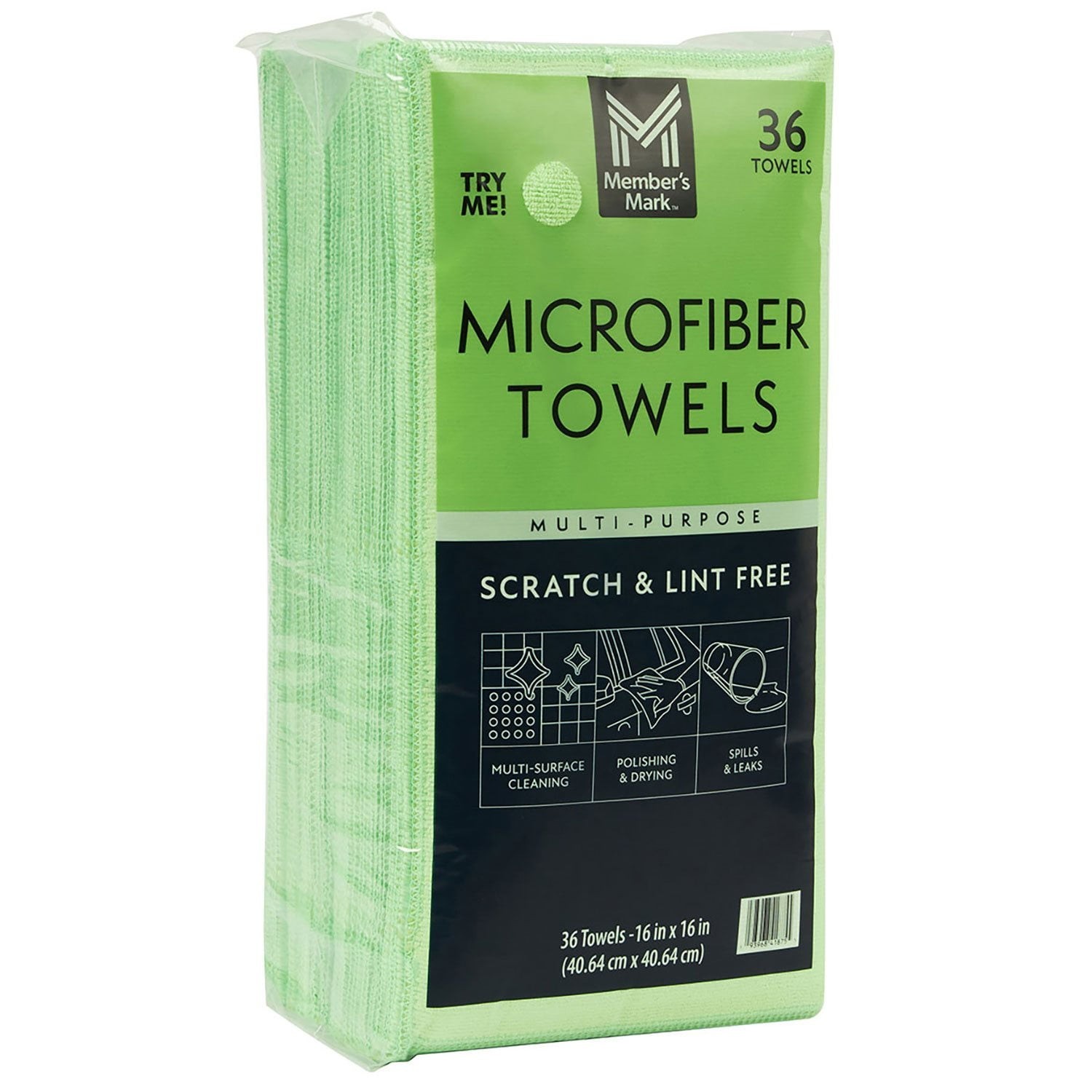 Member’s Mark 16″ x 16″ Microfiber Towels, 36 Count.