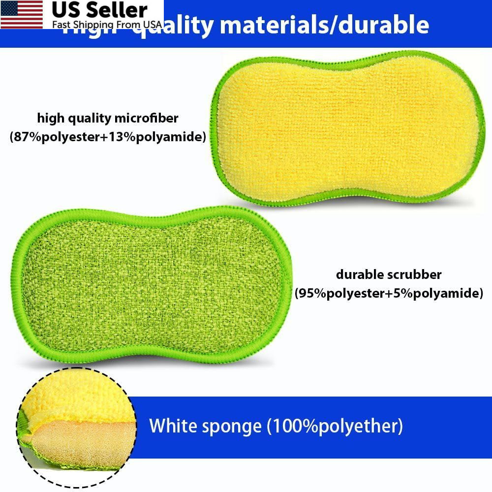 12 Pack Multi-Purpose Scrub Sponges for Kitchen by SmilePowo Non-Scratch 12