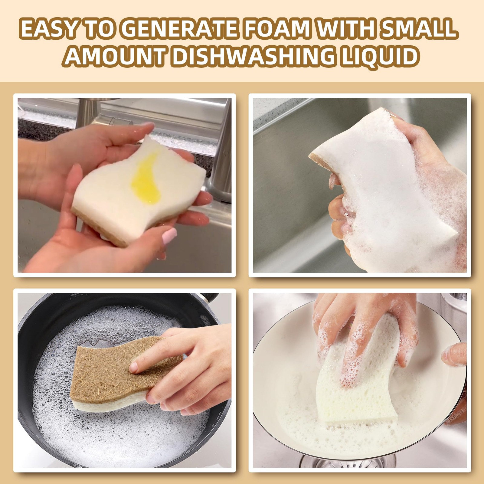 Natural Kitchen Sponges, Biodegradable & Compostable | Non-Scratch Cellulose …