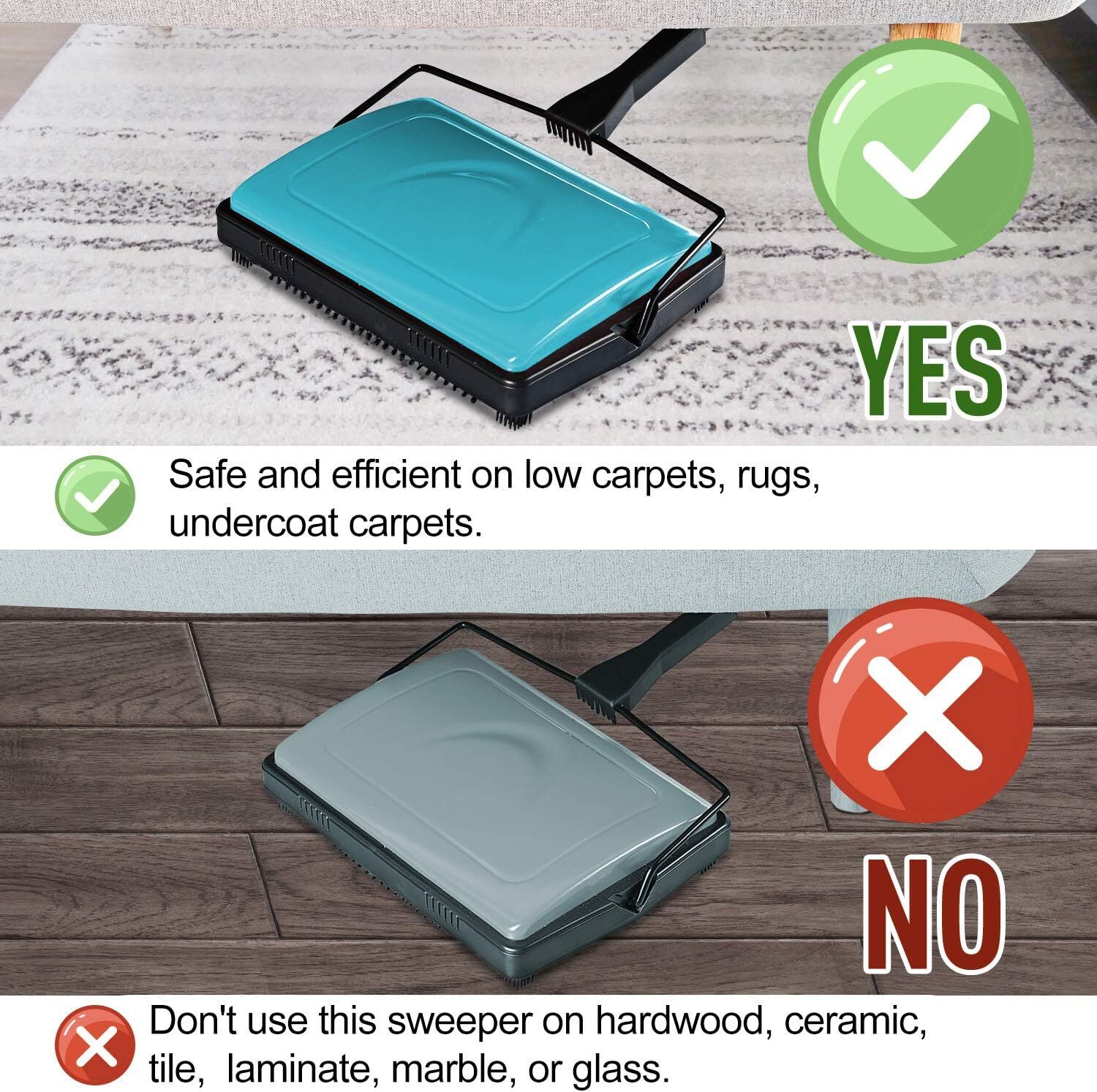Carpet Sweeper Cleaner with Brush Blue