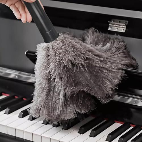 Retractable Feather Duster-Genuine Ostrich Feathers,Anti-Static,Reusable Eco