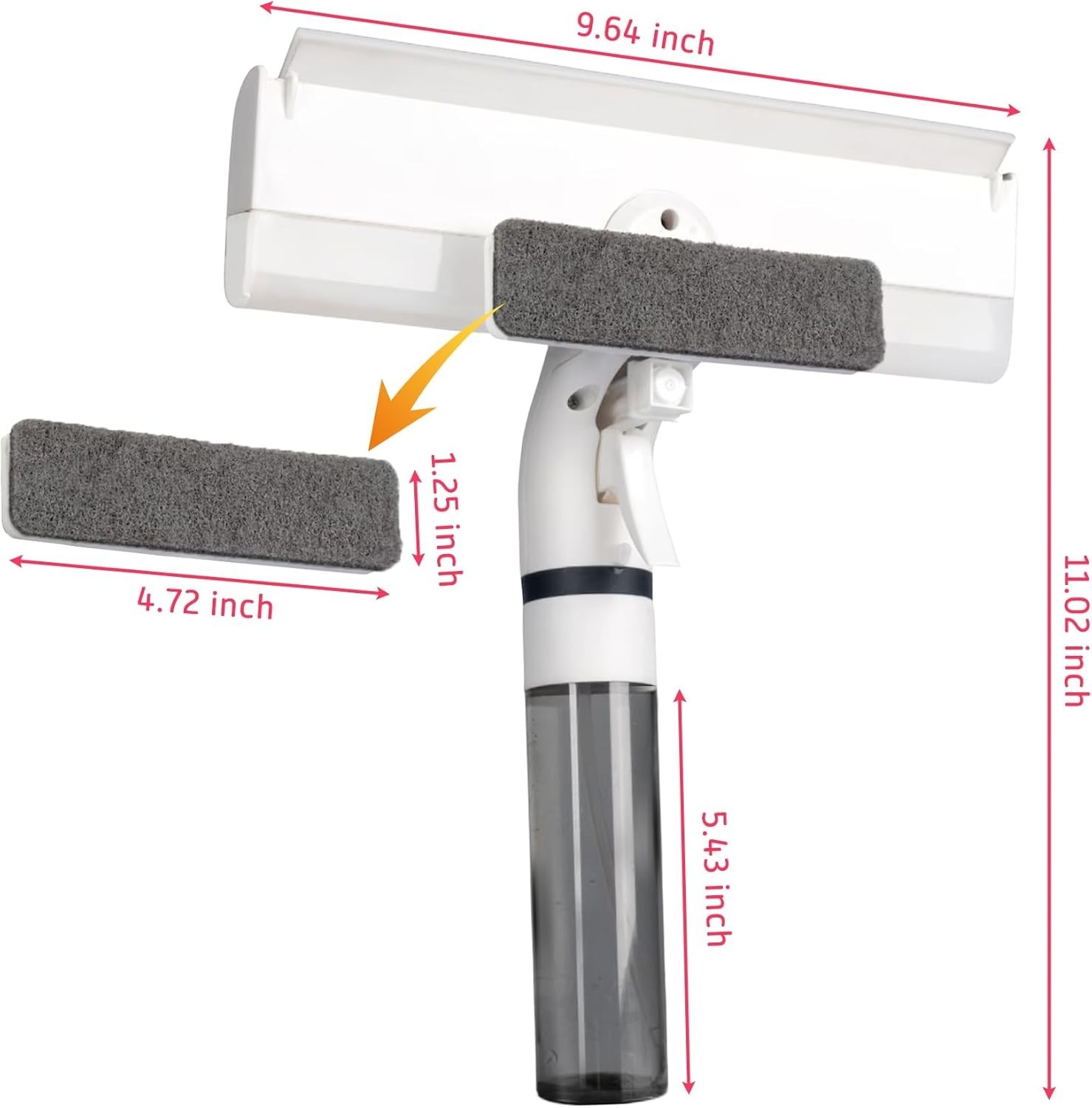 3-in-1 Window Cleaning Squeegee with Spray Bottle & Microfiber Scrub