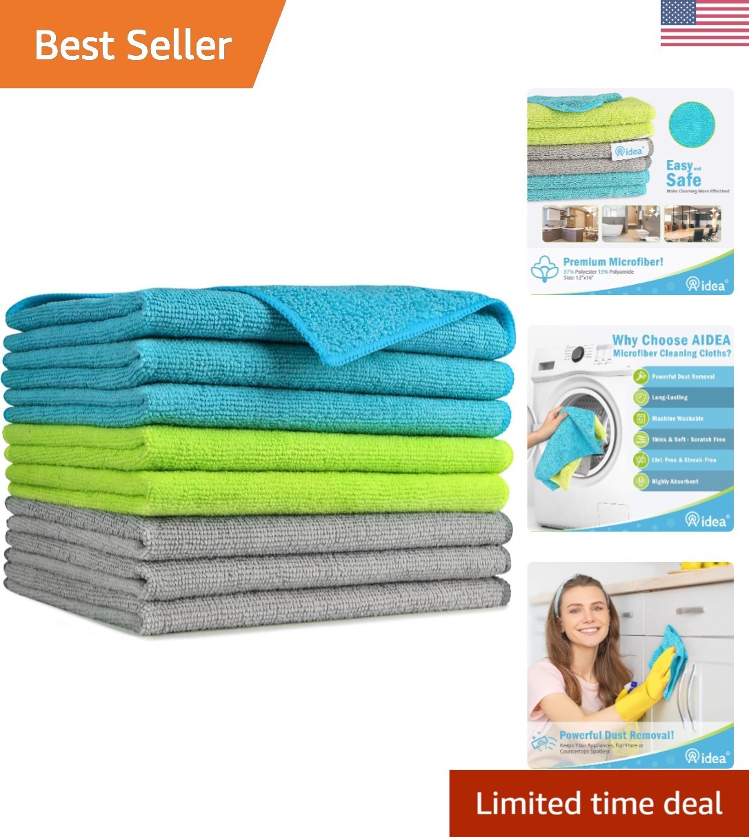 High-Quality 8PK Microfiber Cleaning Cloths – Streak-Free & Non-Abrasive