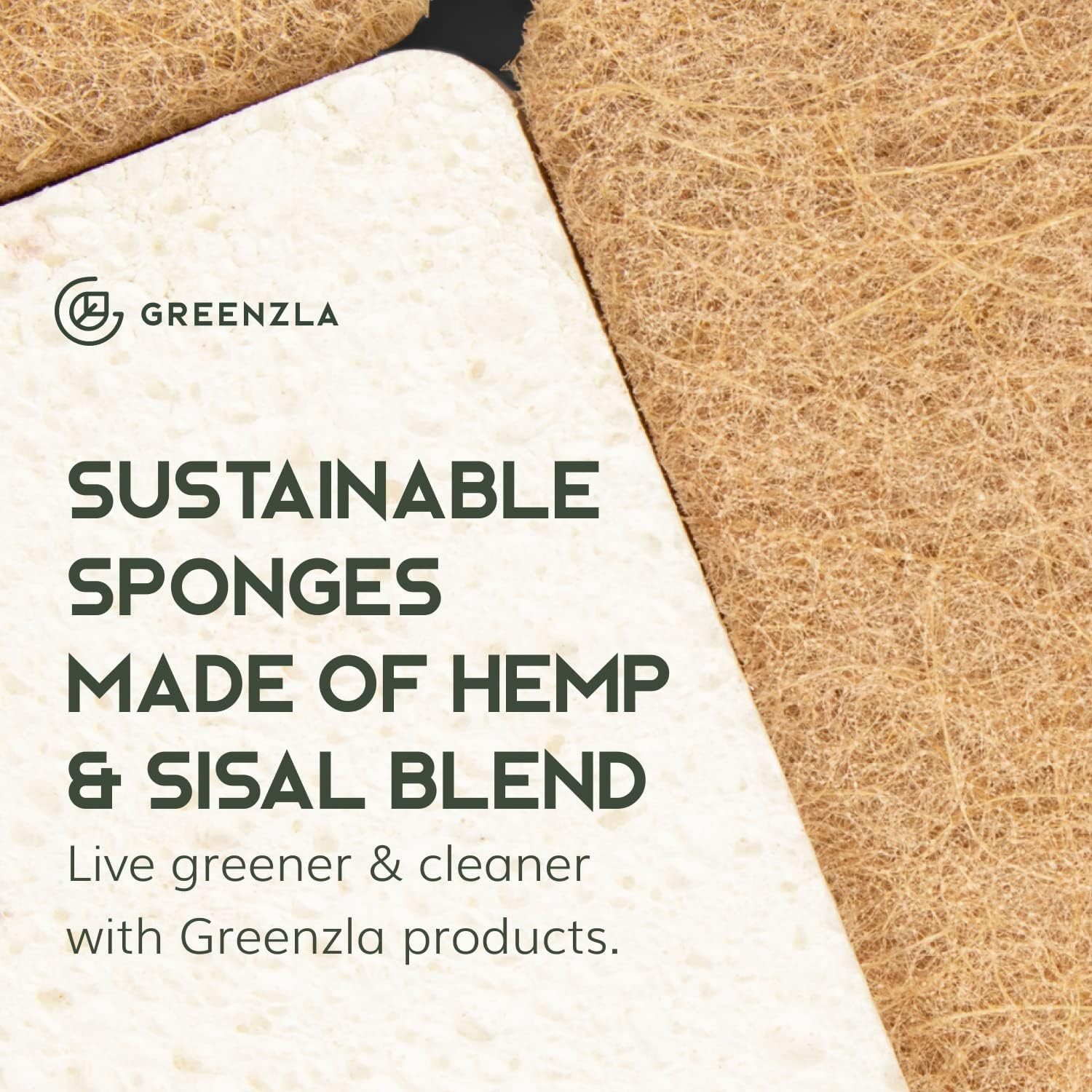 Kitchen Sponges, Plant-Based Dish Sponges, Non-Scratch Sisal Hemp Scouring Pa…