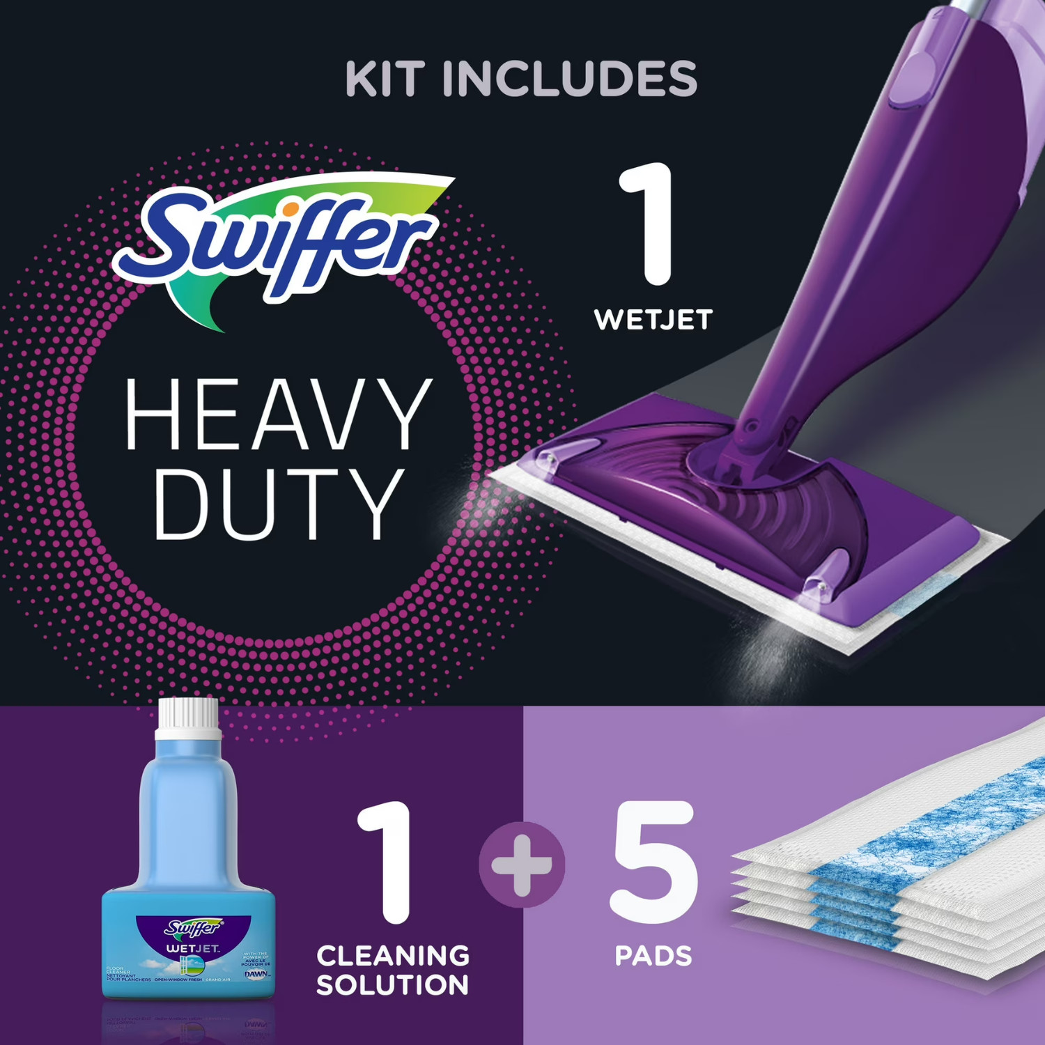 Swiffer WetJet Mop Floor Cleaner Starter Kit Fresh Scent Cleaning Set