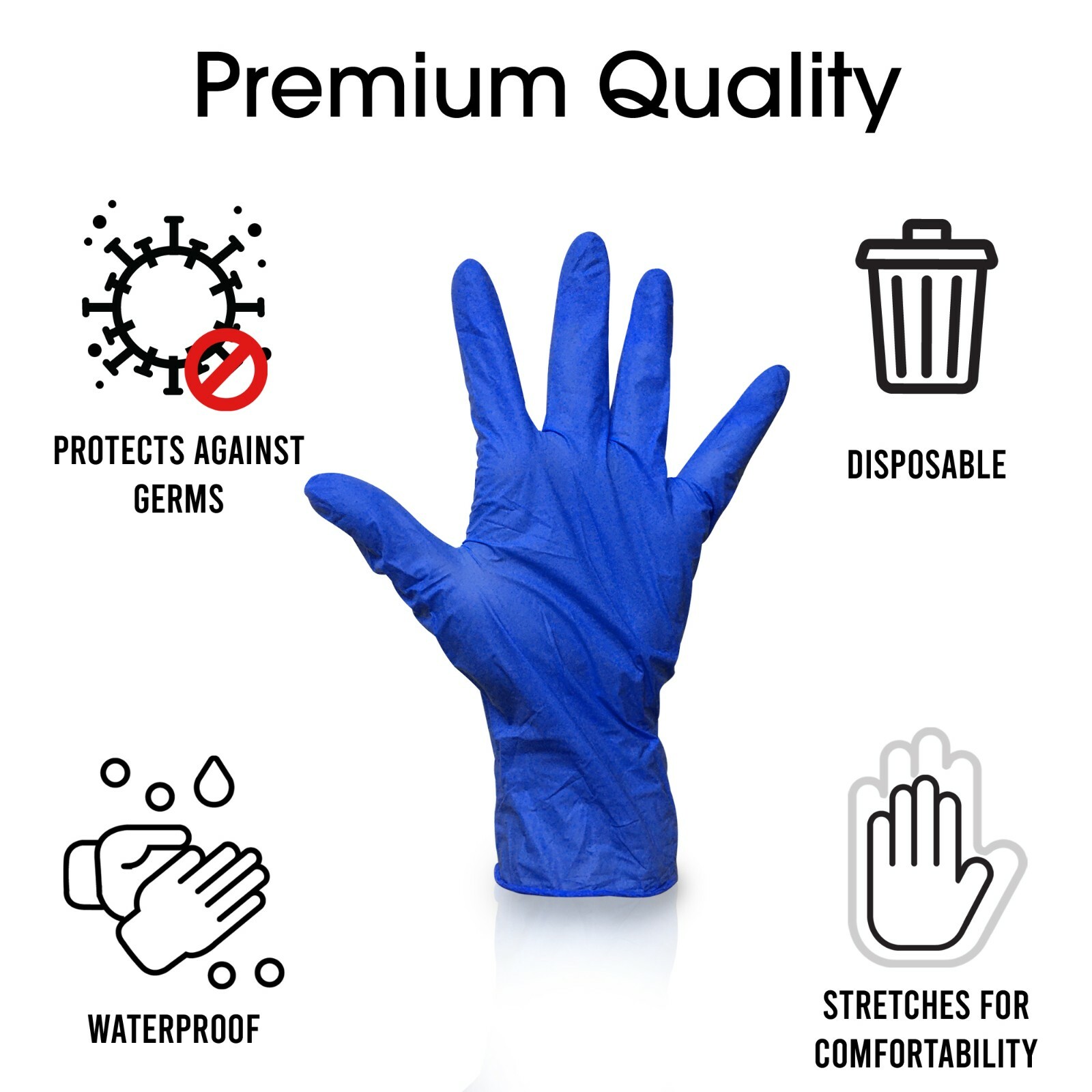 TechMatte Disposable Powder Free Rubber Nitrile Ambidextrous Gloves (L) – 100 PK