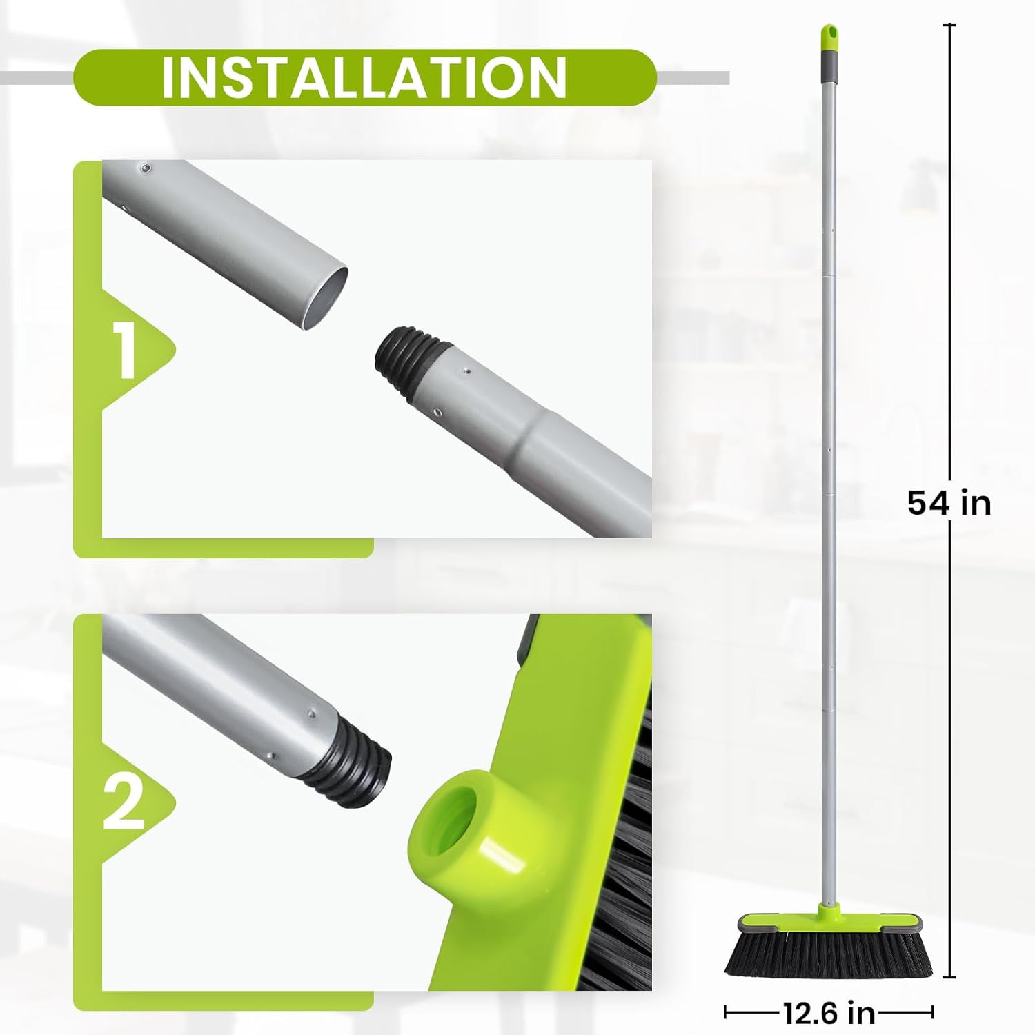 Green Indoor Broom 54″ Long Handle House for Floor Cleaning