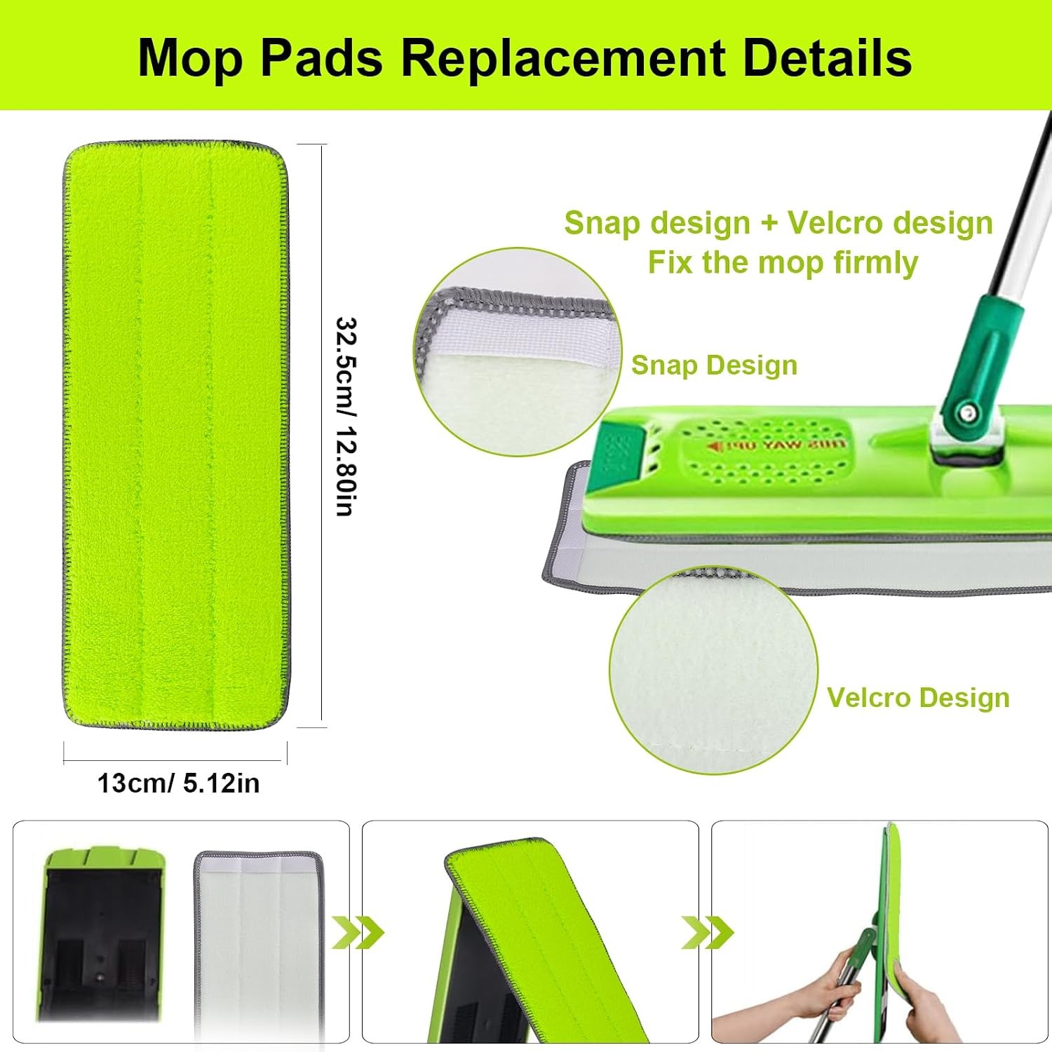 Microfiber Mop Pads for Libman Rinse ‘n Wring Mop and Bucket System, 13in Washab