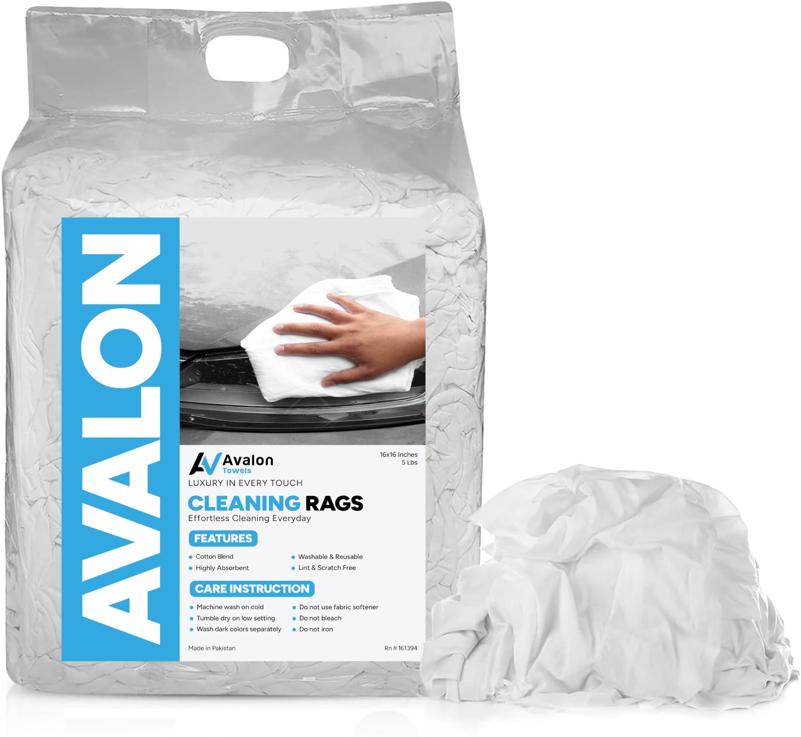 Bulk Cleaning Rags – White Knit T-Shirt Towels (5 lbs) for Home, Auto, Garage, P