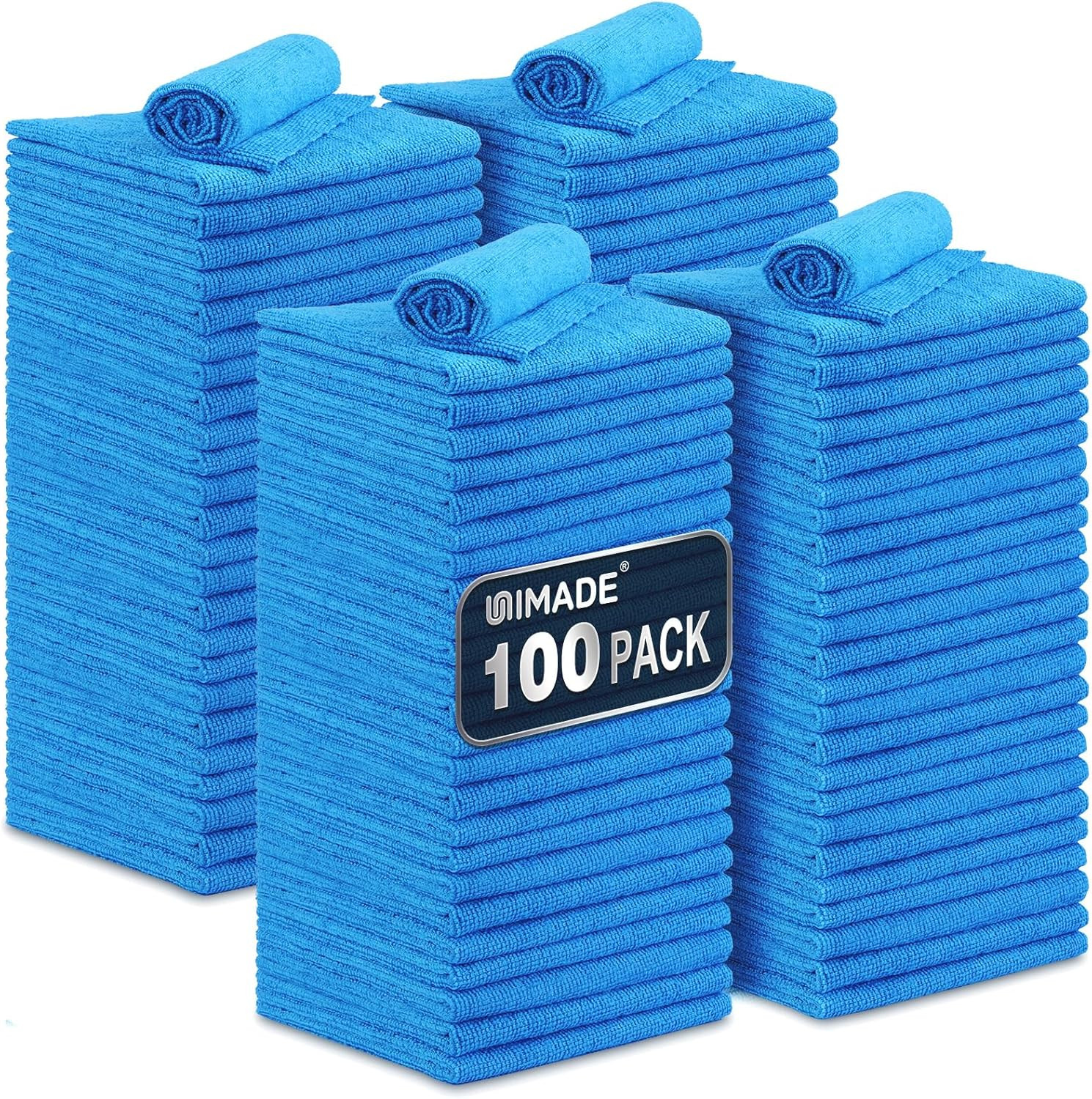 Toallas Limpieza Microfibra 100 Piezas Calidad Comercial 11.5×11.5 Azul Taller
