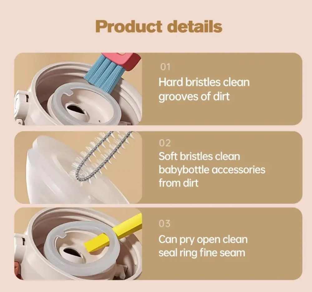 3-in-1 Multipurpose Bottle & Cup Gap Cleaner Brush-3 Pack Crevice Cleaning Tool