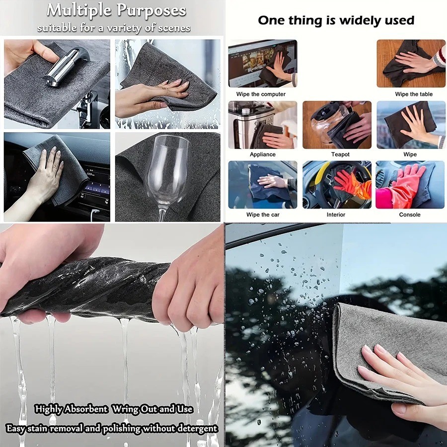 5Pcs Thickened Magic Cleaning Cloth Streak Free Microfiber Cleaning Reusable Rag
